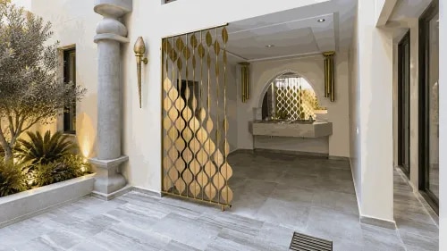 Gold Geometric Partition with Arched Wash Area Design | Adyar product image