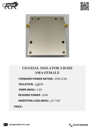 Coaxial Isolator, 1–2 GHz, SMA Female